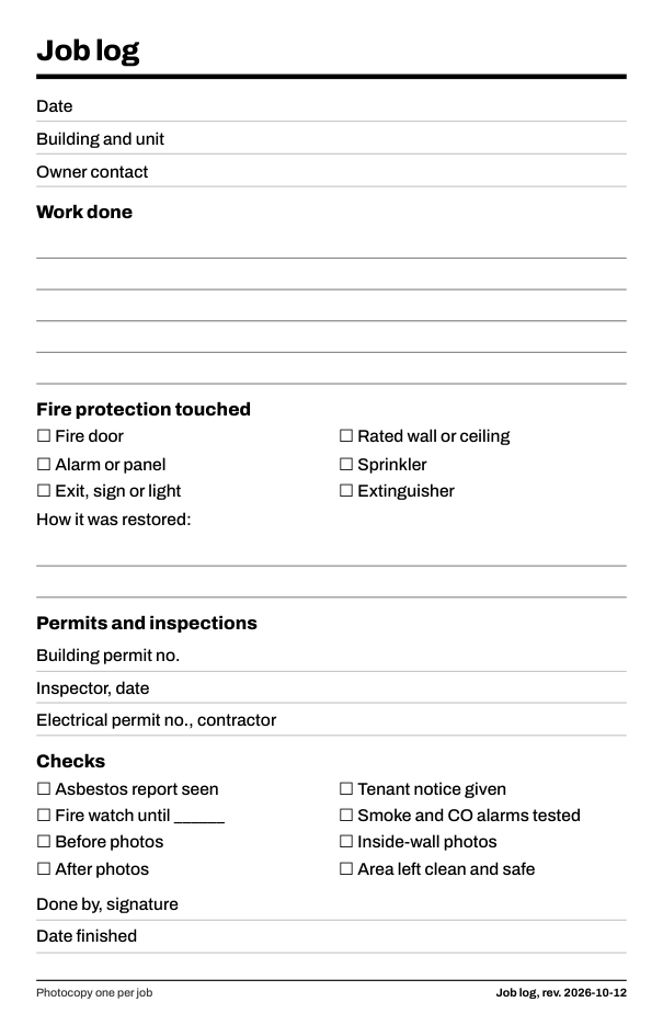 Job log page 1